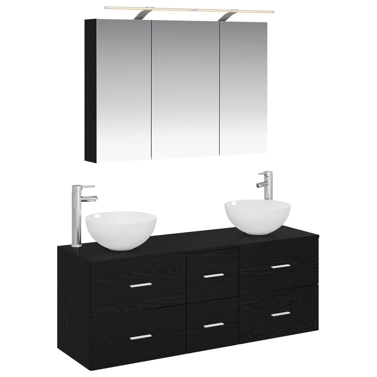 Badezimmermöbel-Set 4 stk. Schwarze Eiche