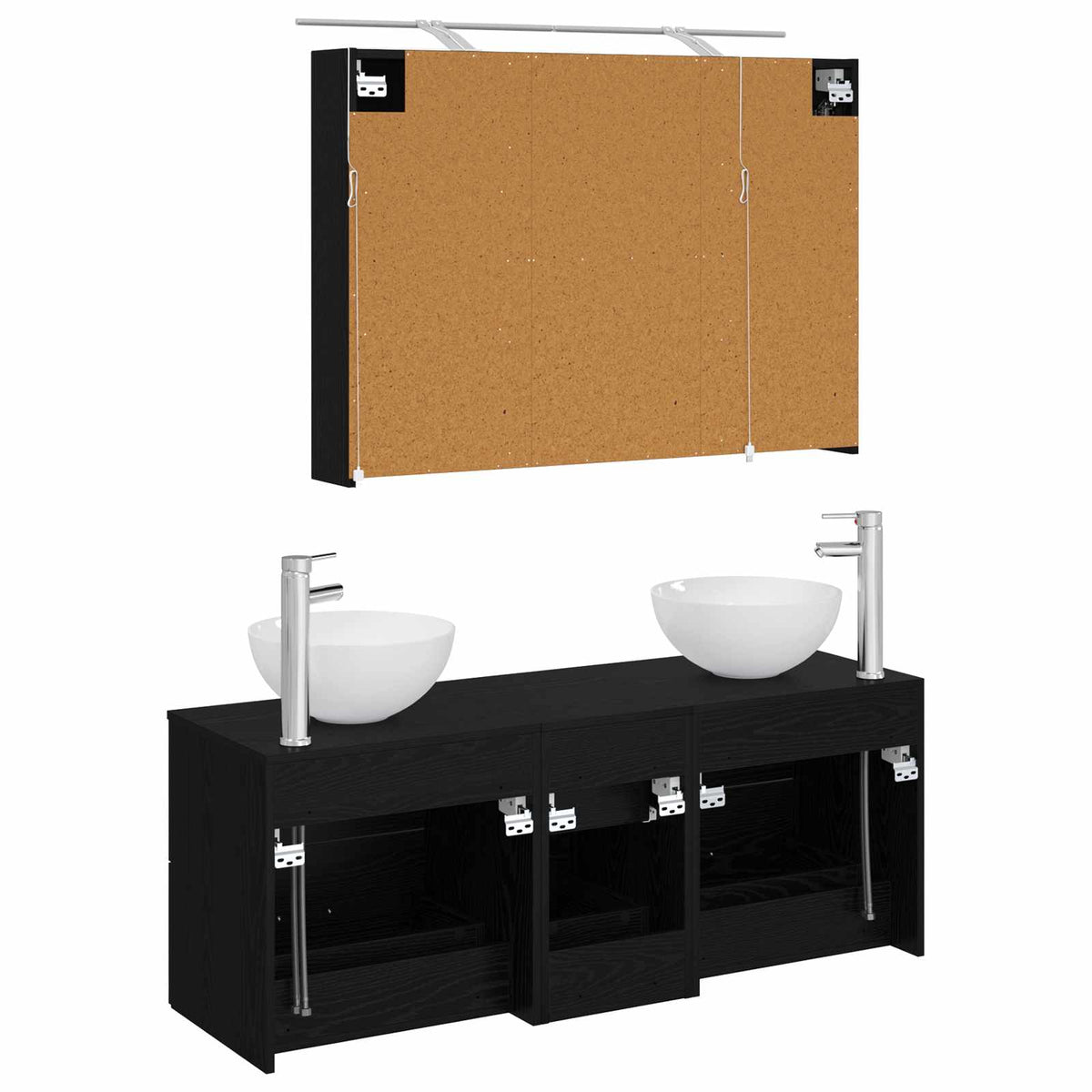 Badezimmermöbel-Set 4 stk. Schwarze Eiche