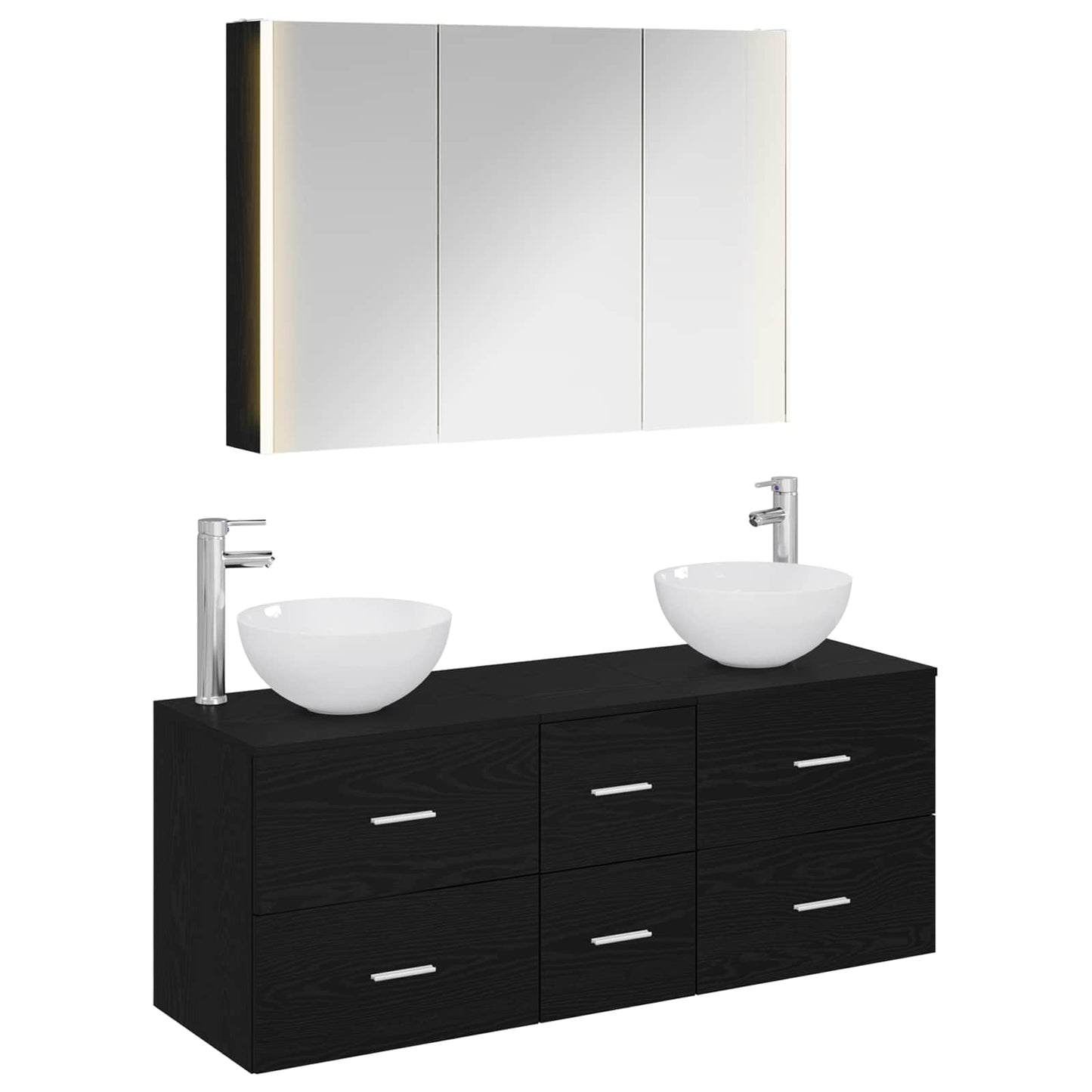 Badezimmermöbel-Set 4 stk. Schwarze Eiche
