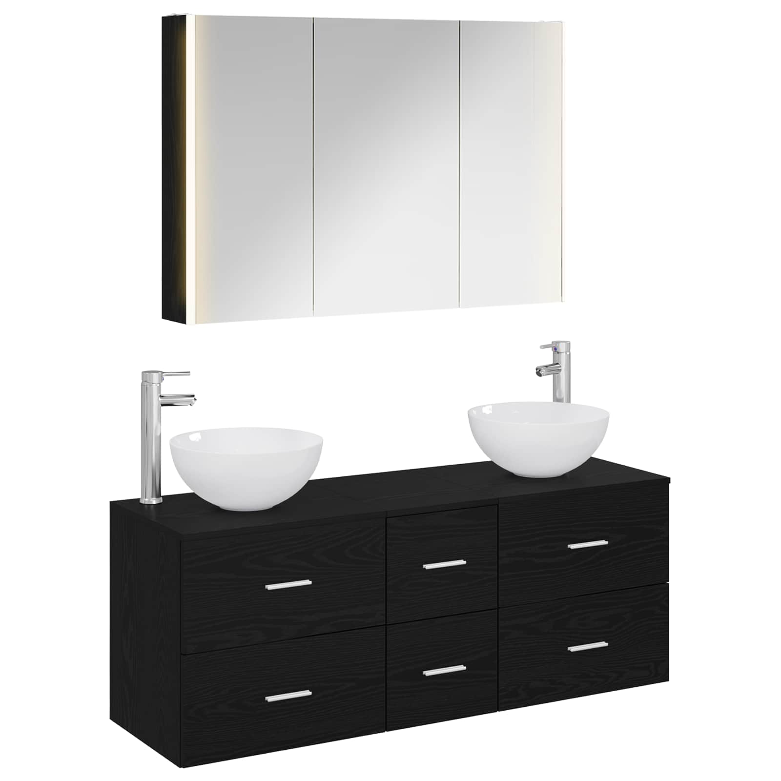 Badezimmermöbel-Set 4 stk. Schwarze Eiche