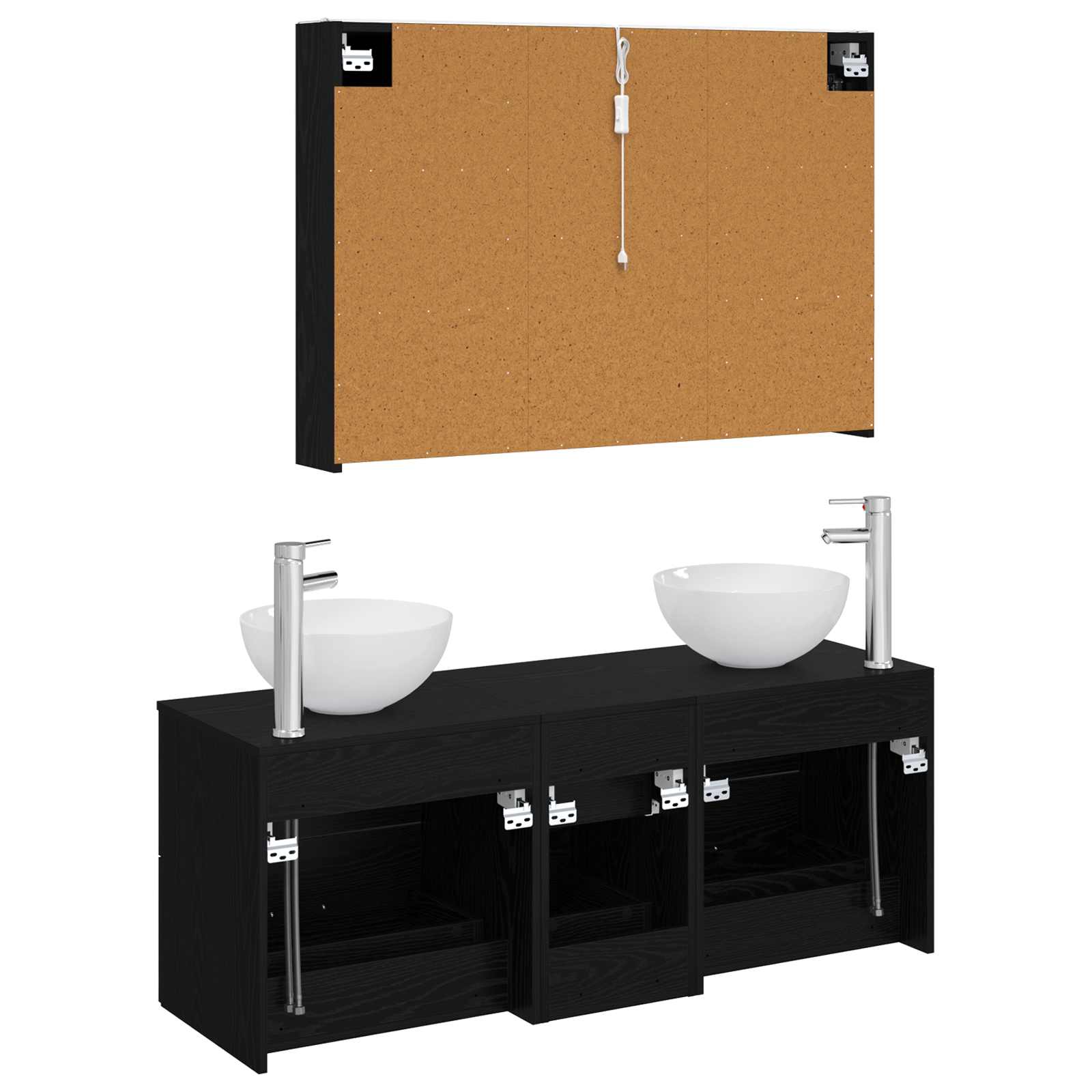 Badezimmermöbel-Set 4 stk. Schwarze Eiche