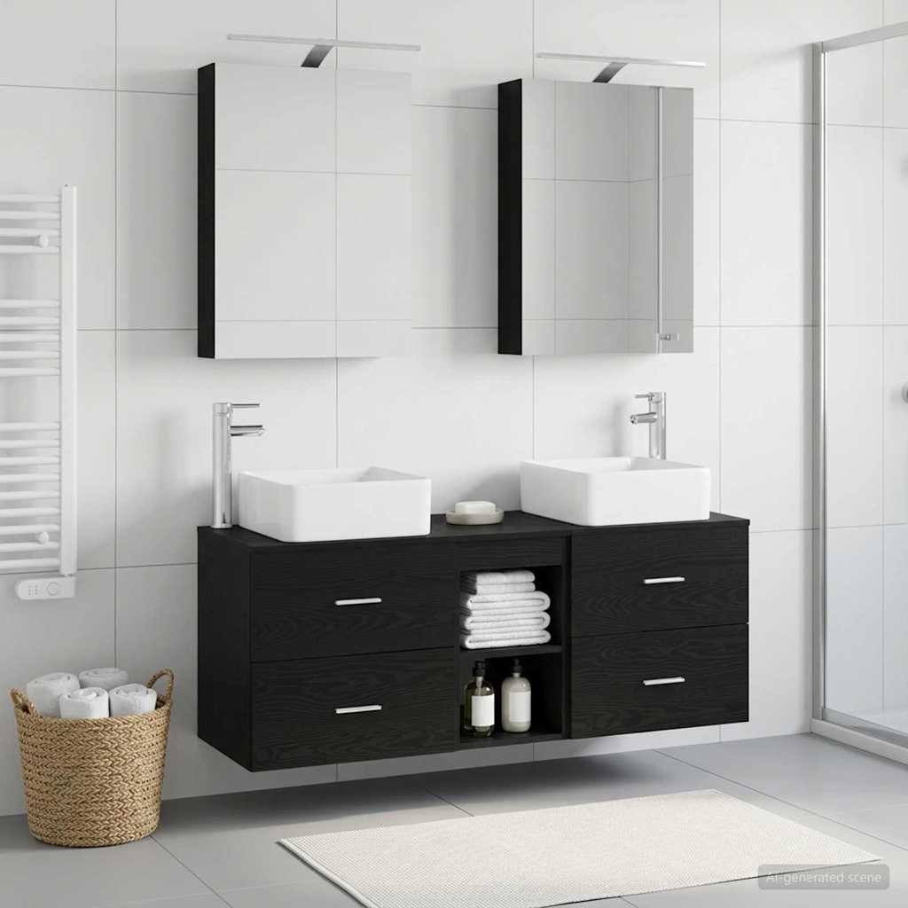 Badezimmermöbel-Set 5 stk. Schwarze Eiche