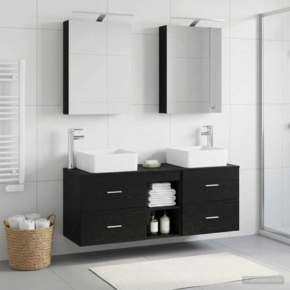 Badezimmermöbel-Set 5 stk. Schwarze Eiche