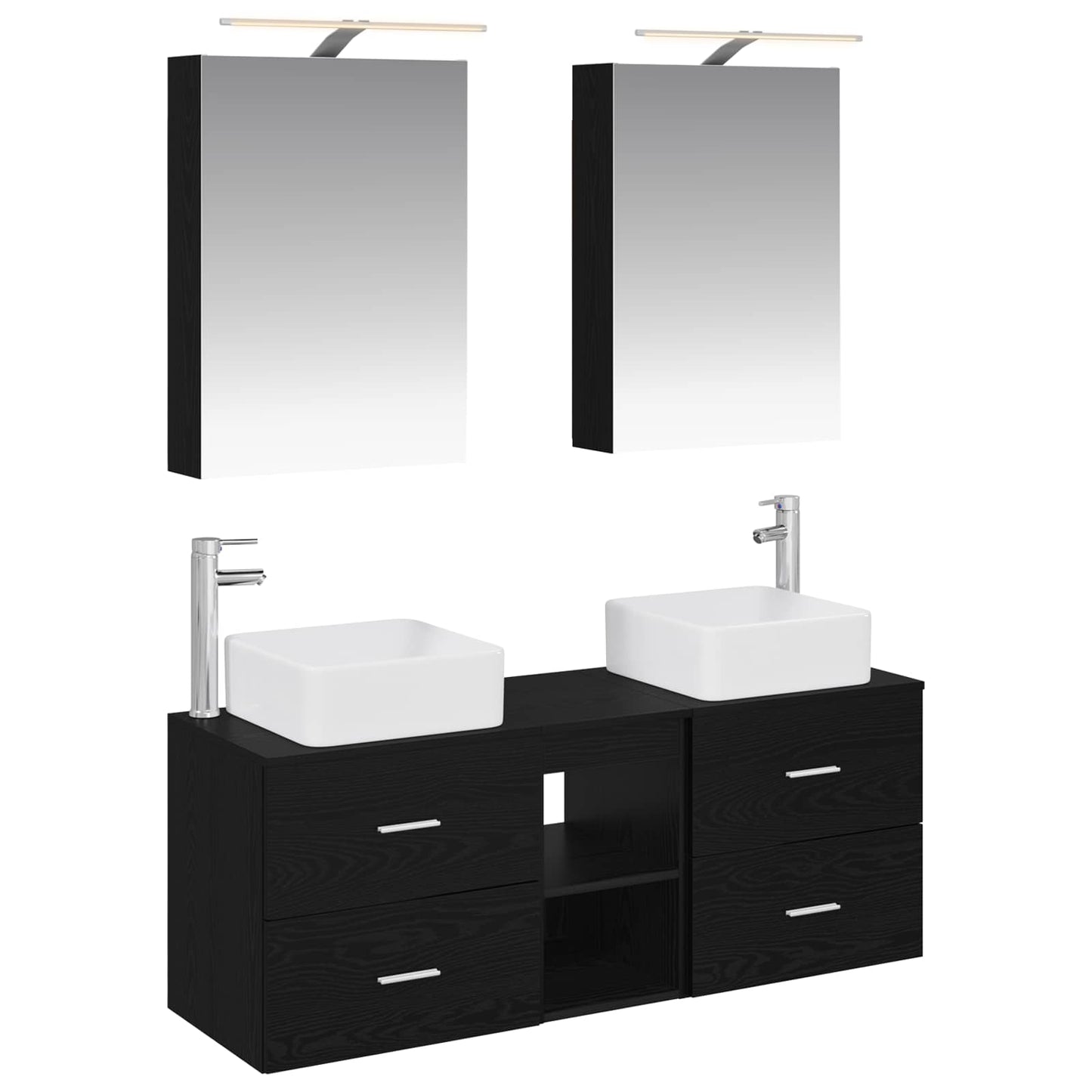 Badezimmermöbel-Set 5 stk. Schwarze Eiche