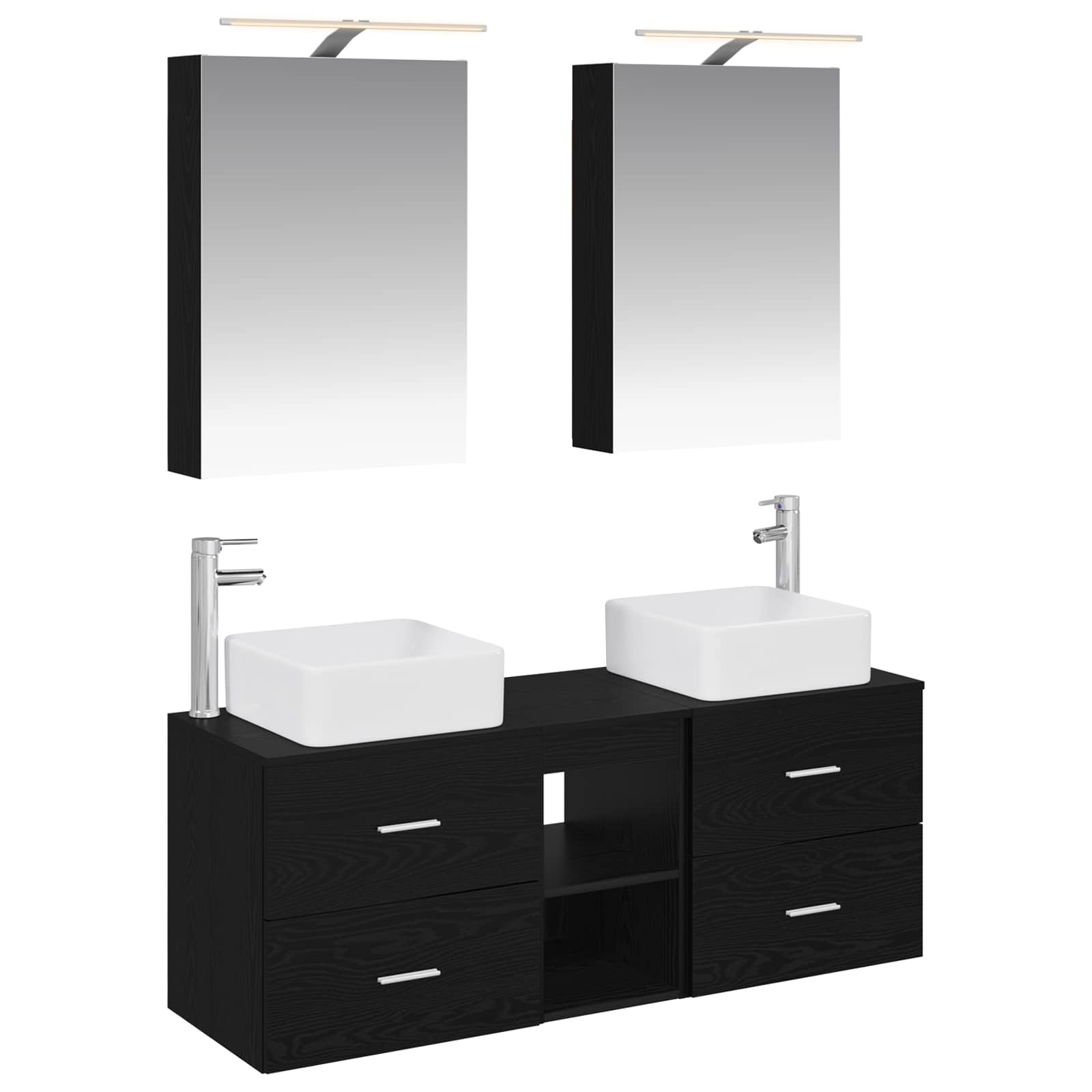 Badezimmermöbel-Set 5 stk. Schwarze Eiche
