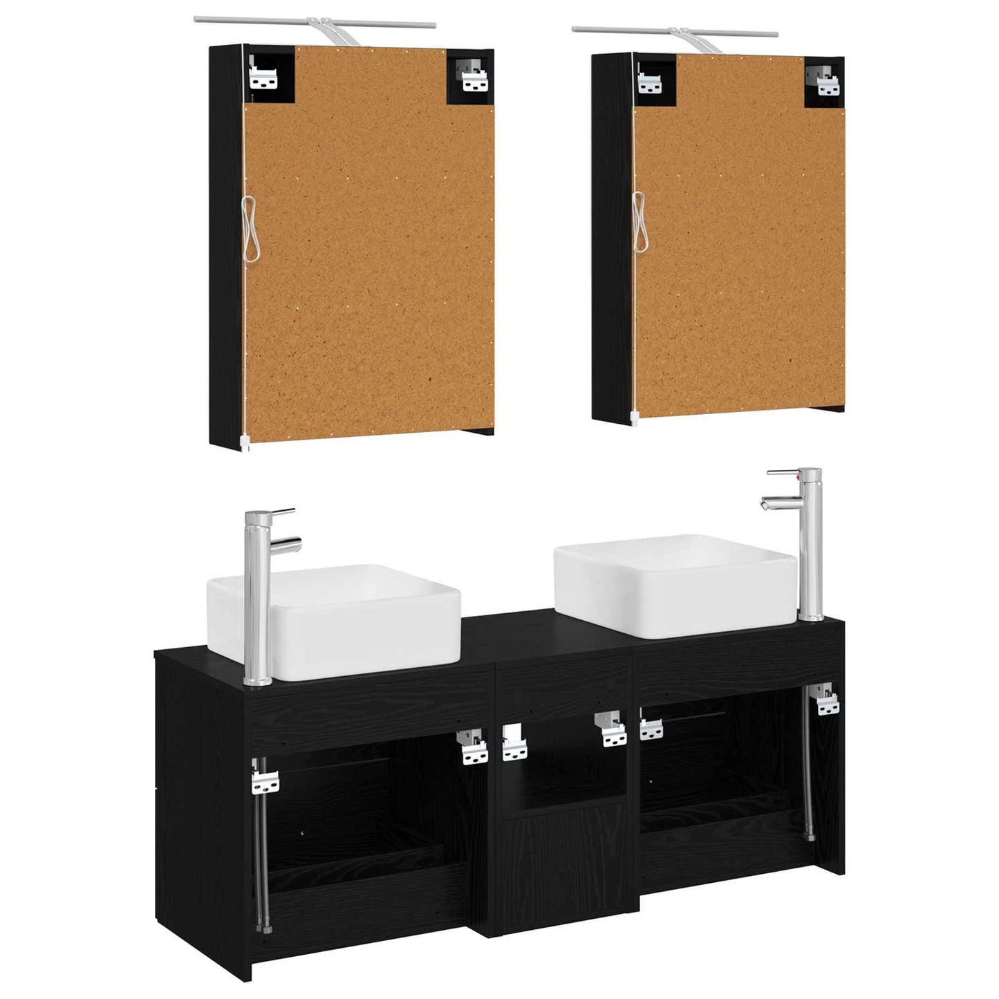 Badezimmermöbel-Set 5 stk. Schwarze Eiche
