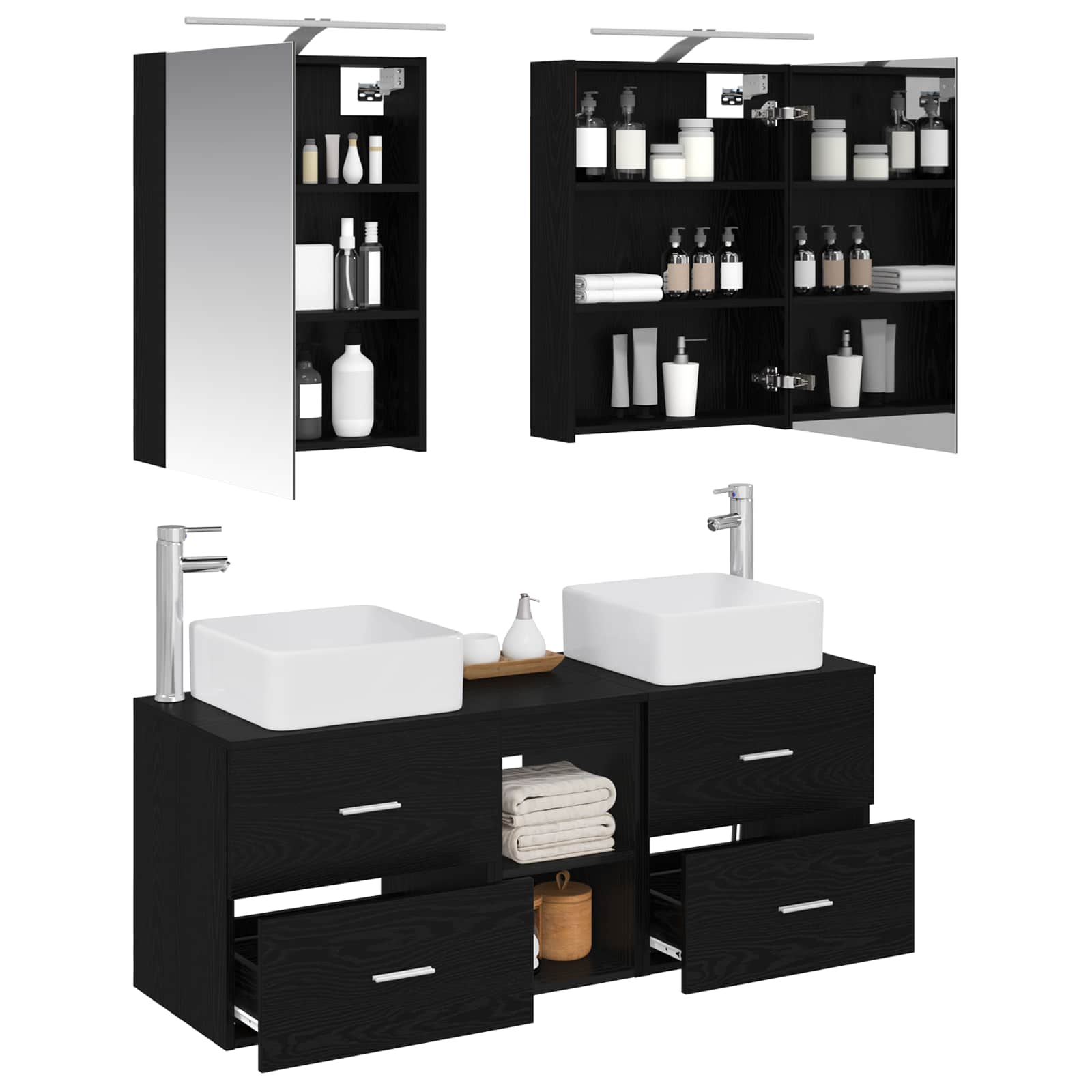Badezimmermöbel-Set 5 stk. Schwarze Eiche