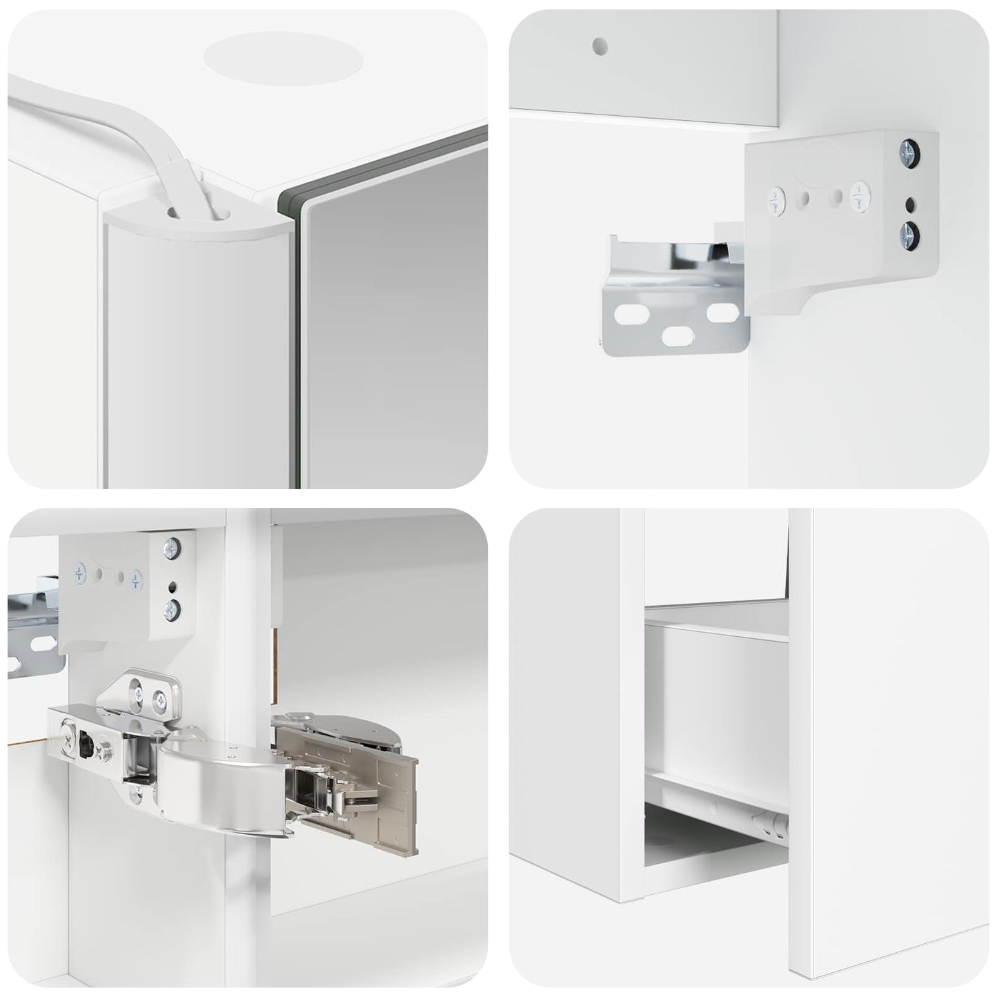 Badezimmermöbel-Set 5 stk. Weiß Ingenieurholz und Glas