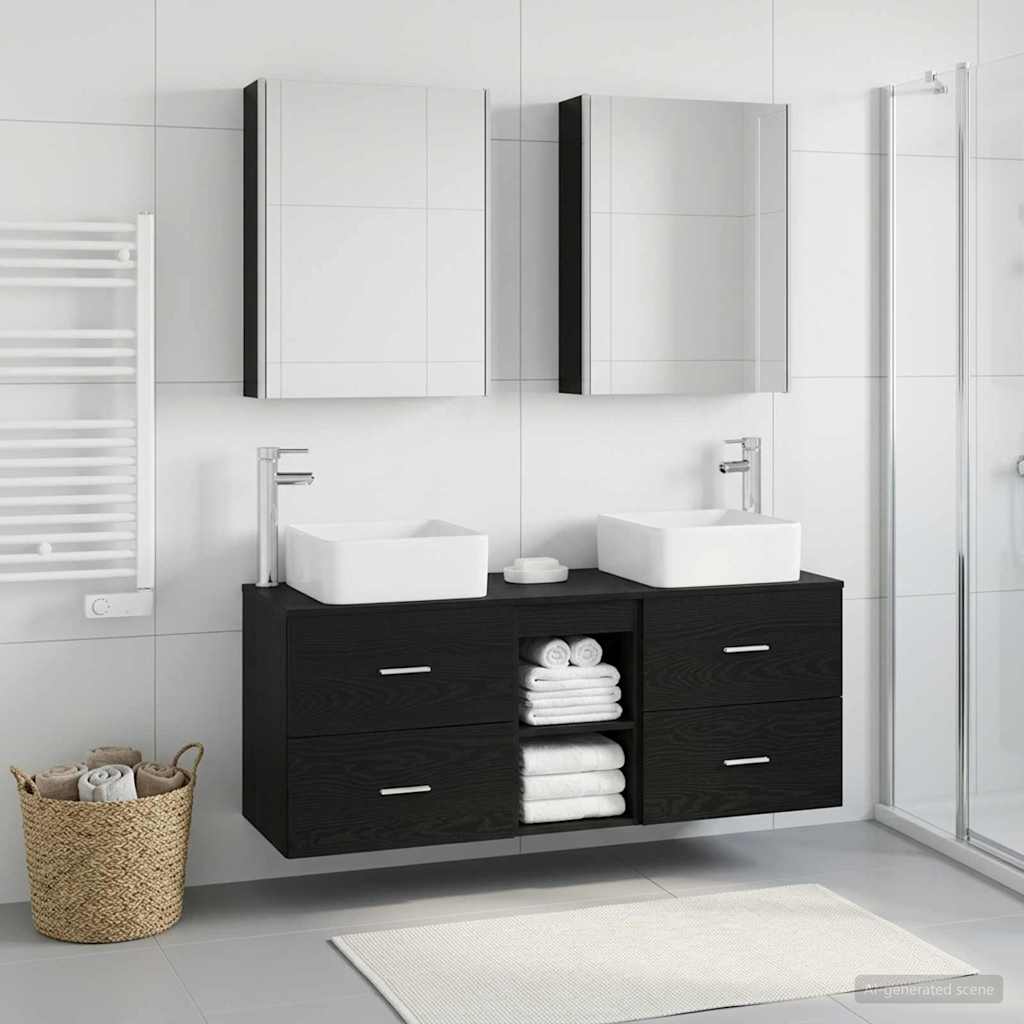 Badezimmermöbel-Set 5 stk. Schwarze Eiche