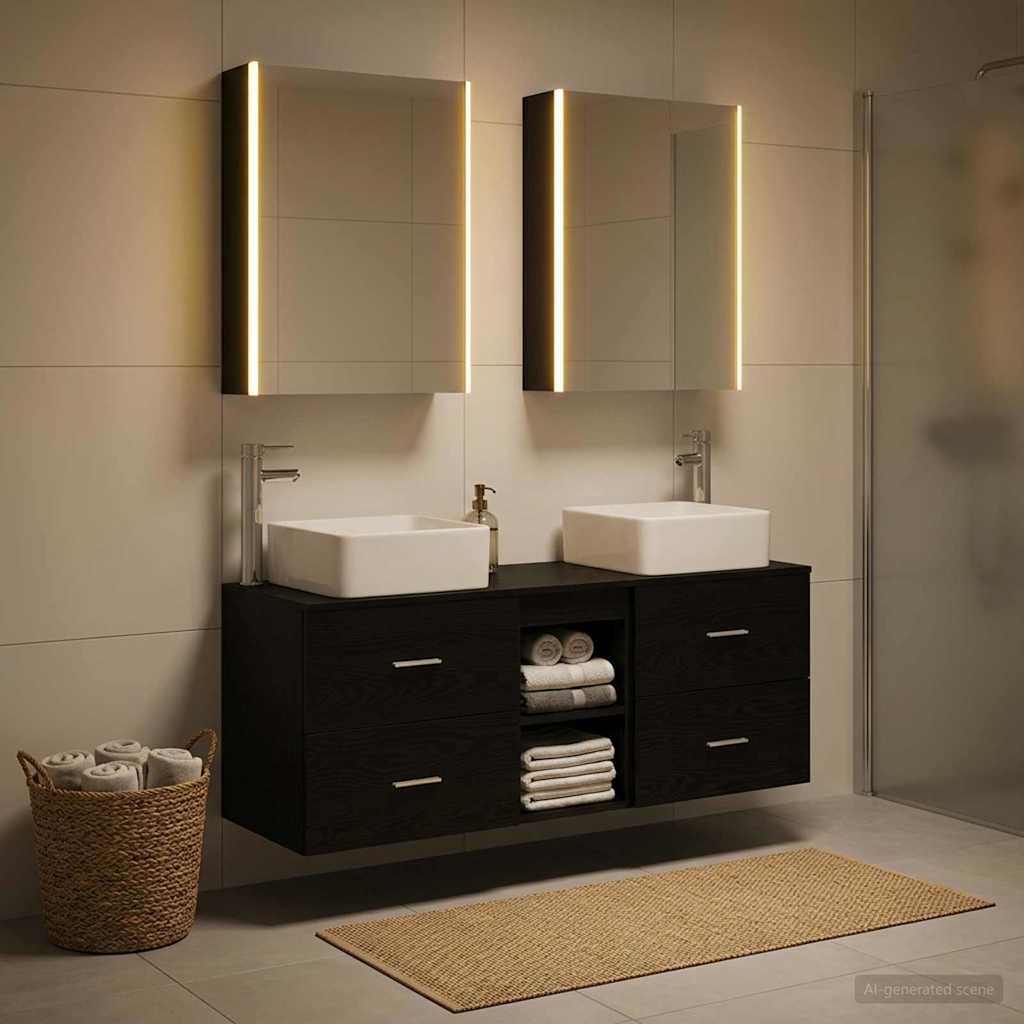 Badezimmermöbel-Set 5 stk. Schwarze Eiche