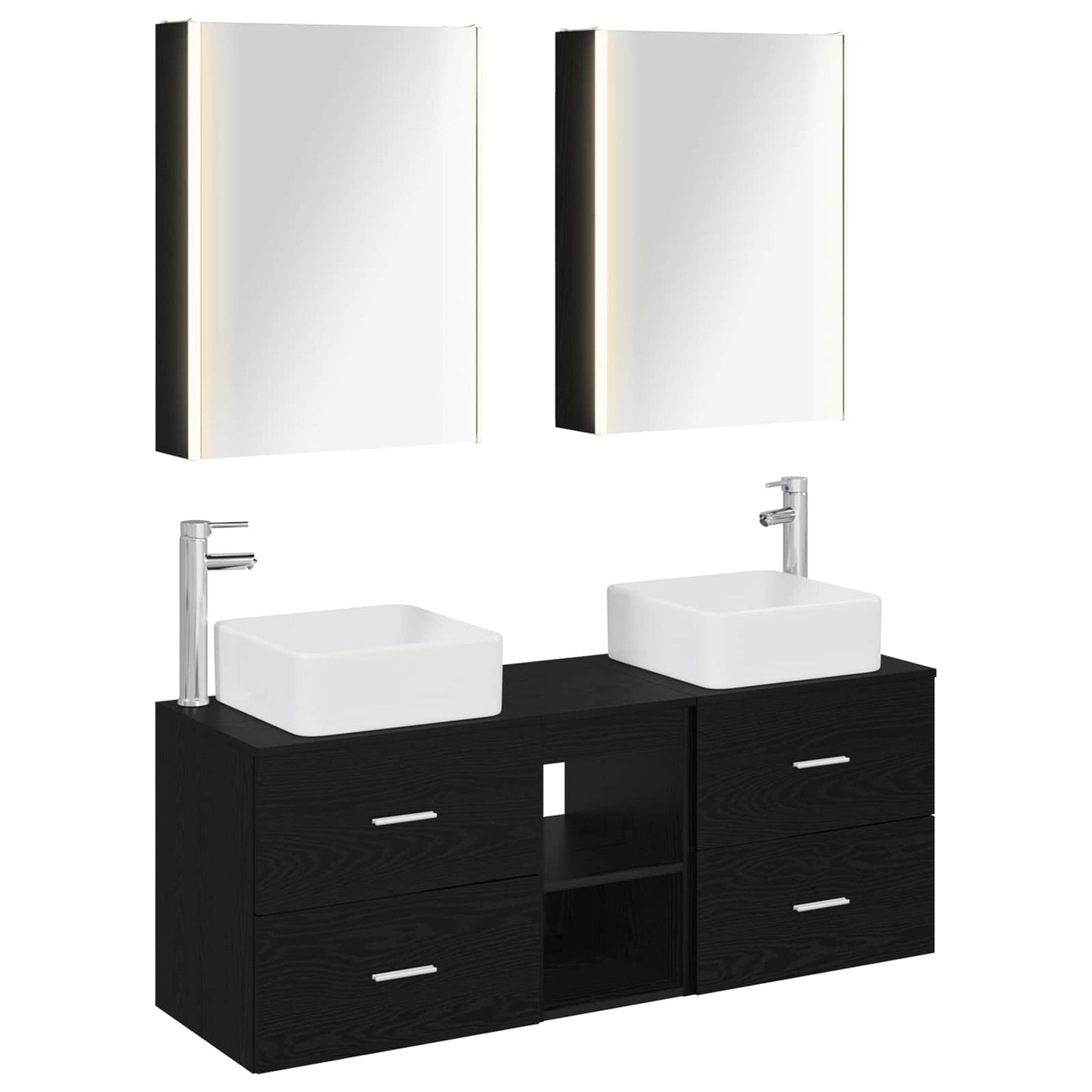 Badezimmermöbel-Set 5 stk. Schwarze Eiche