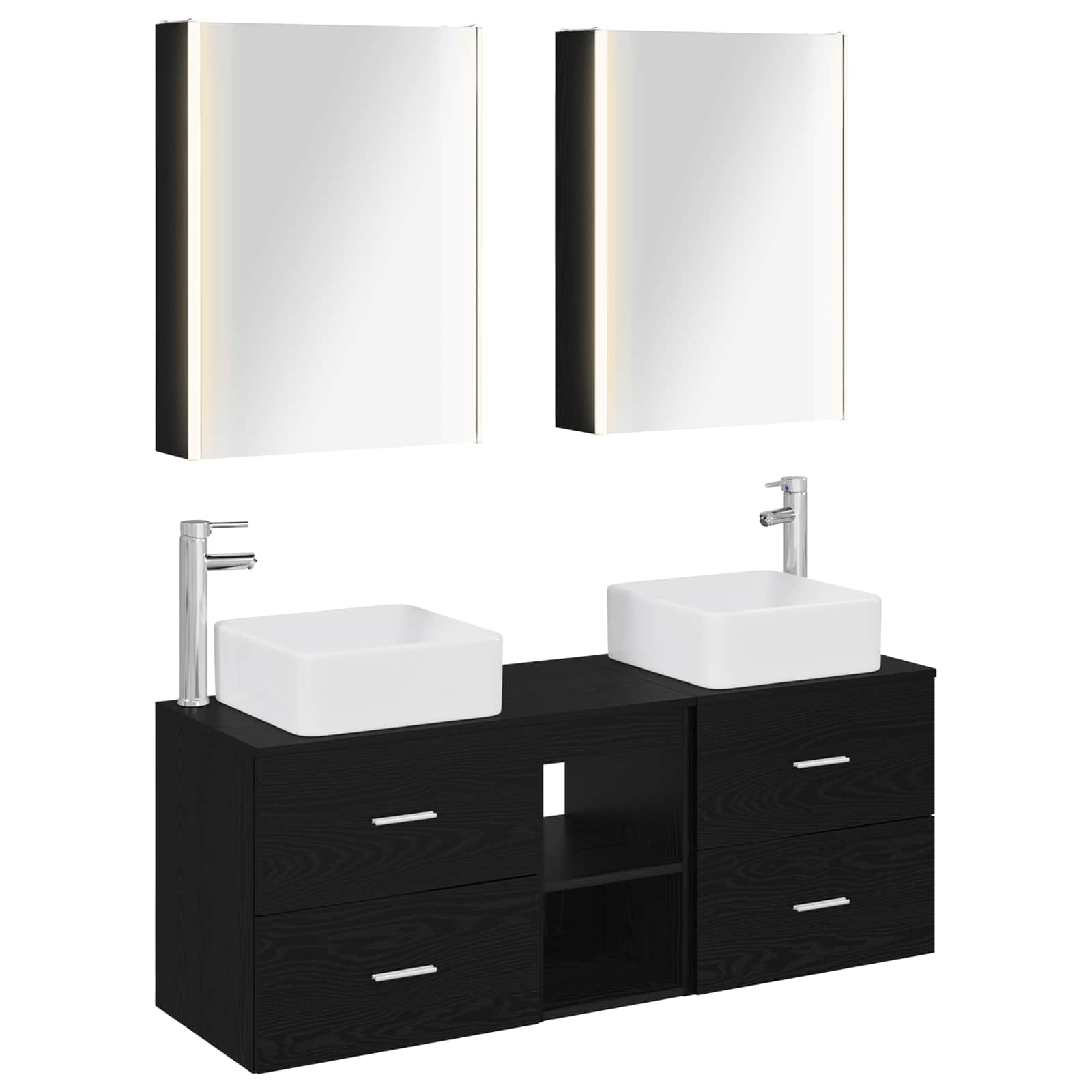 Badezimmermöbel-Set 5 stk. Schwarze Eiche