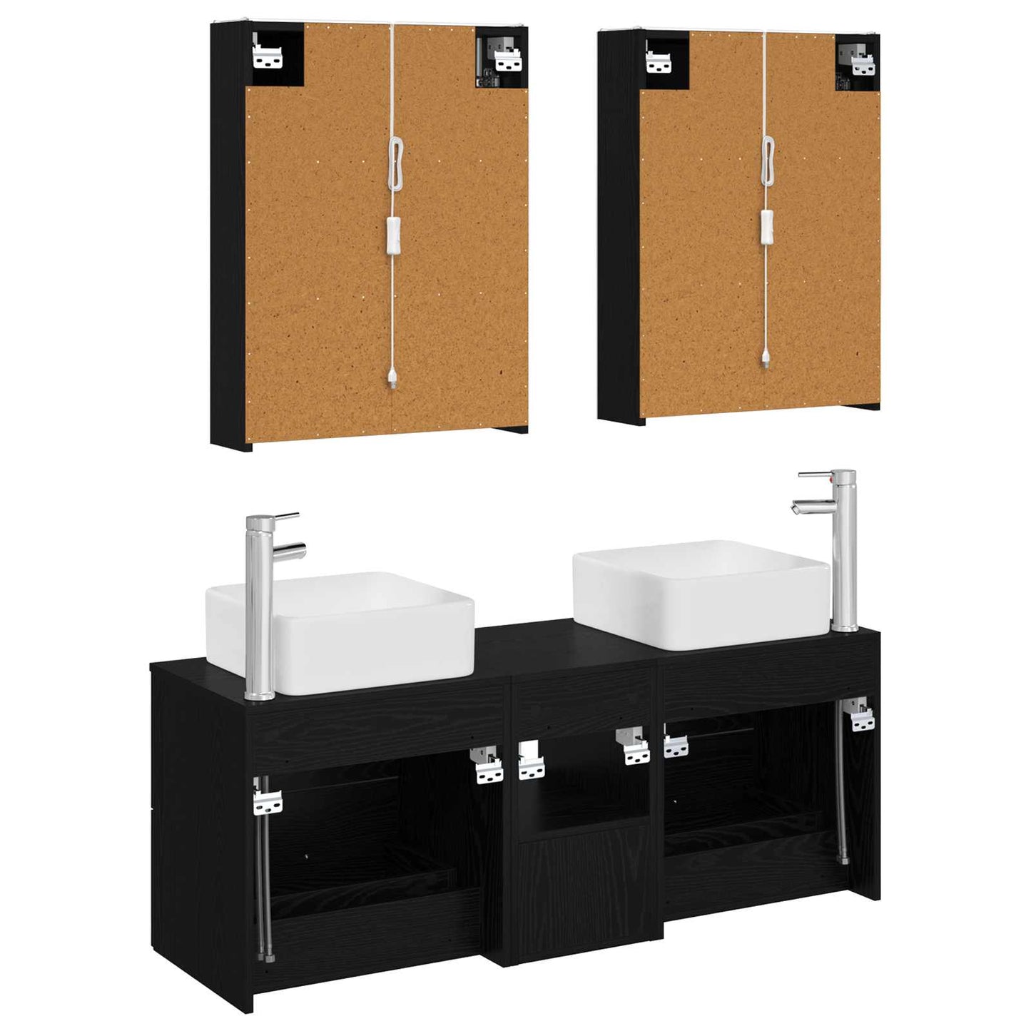 Badezimmermöbel-Set 5 stk. Schwarze Eiche