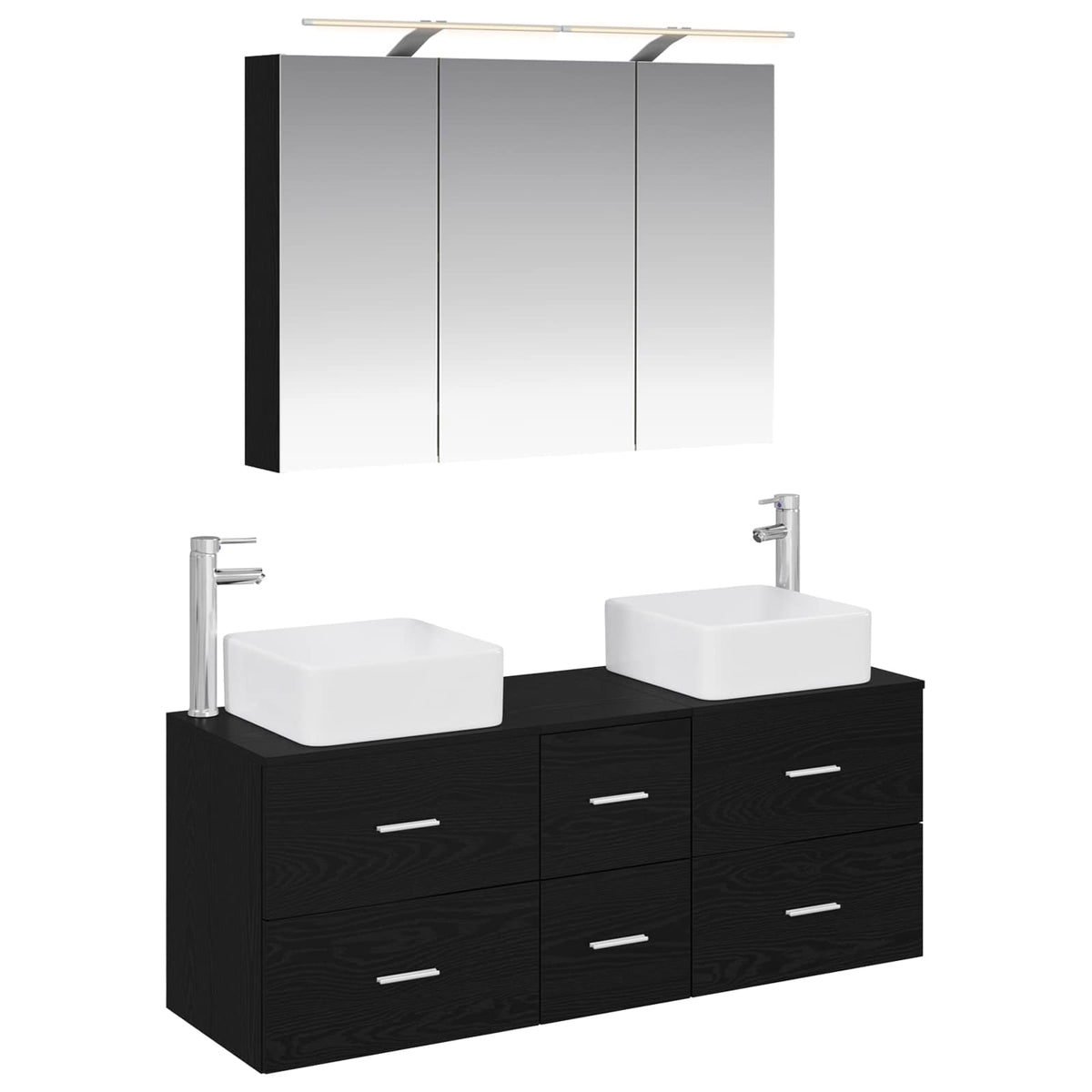 Badezimmermöbel-Set 4 stk. Schwarze Eiche