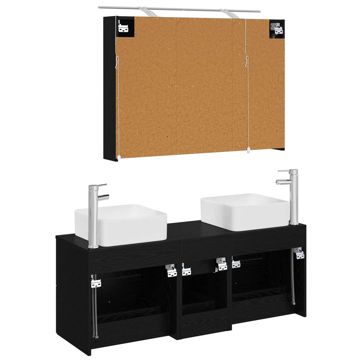 Badezimmermöbel-Set 4 stk. Schwarze Eiche