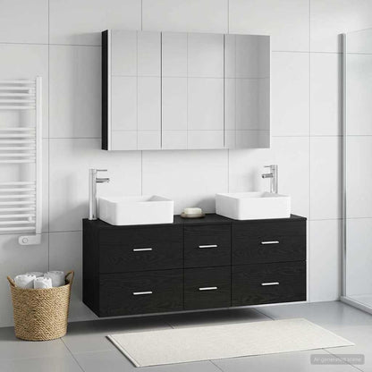 Badezimmermöbel-Set 4 stk. Schwarze Eiche