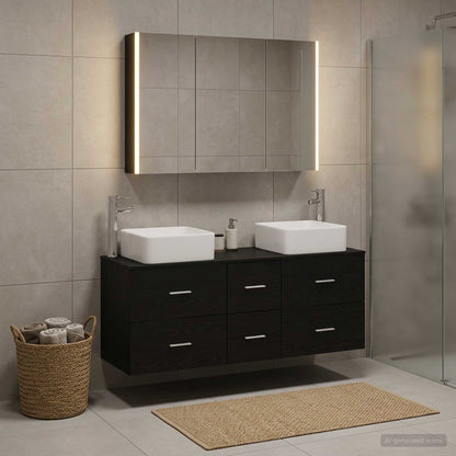 Badezimmermöbel-Set 4 stk. Schwarze Eiche