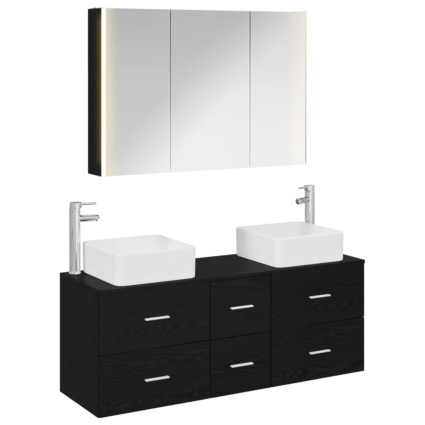 Badezimmermöbel-Set 4 stk. Schwarze Eiche