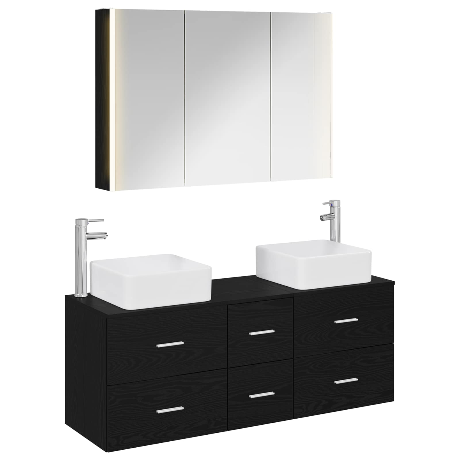 Badezimmermöbel-Set 4 stk. Schwarze Eiche