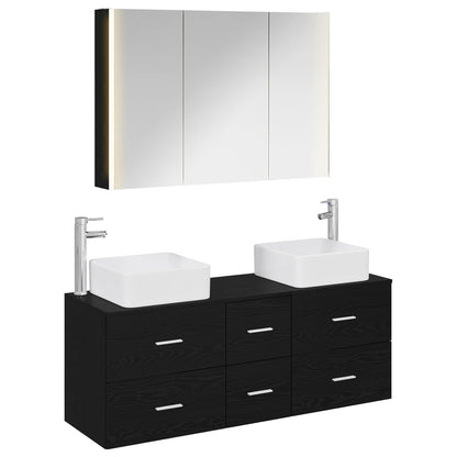 Badezimmermöbel-Set 4 stk. Schwarze Eiche