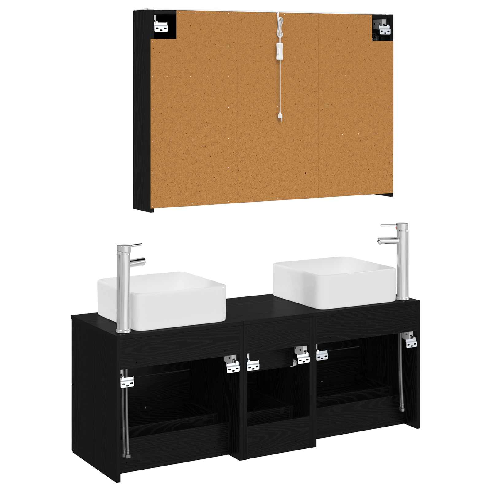 Badezimmermöbel-Set 4 stk. Schwarze Eiche