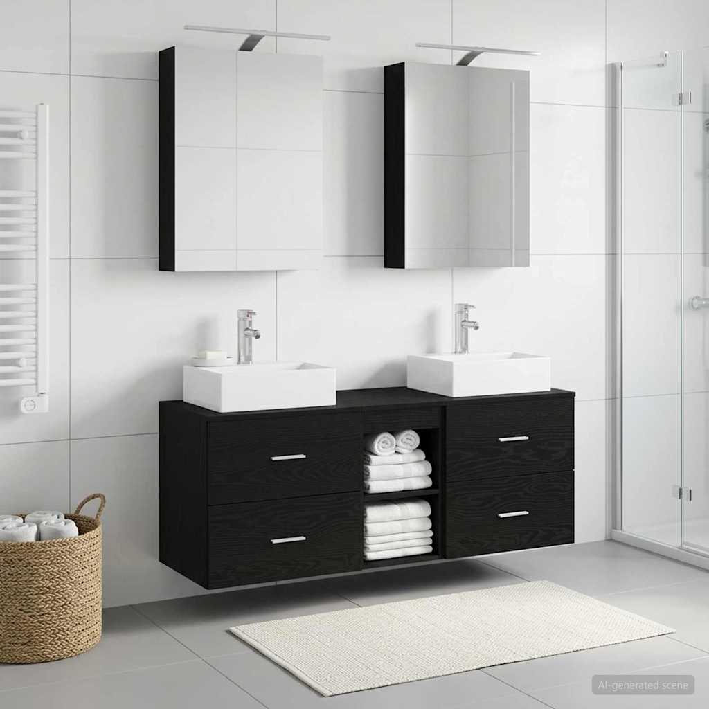 Badezimmermöbel-Set 5 stk. Schwarze Eiche
