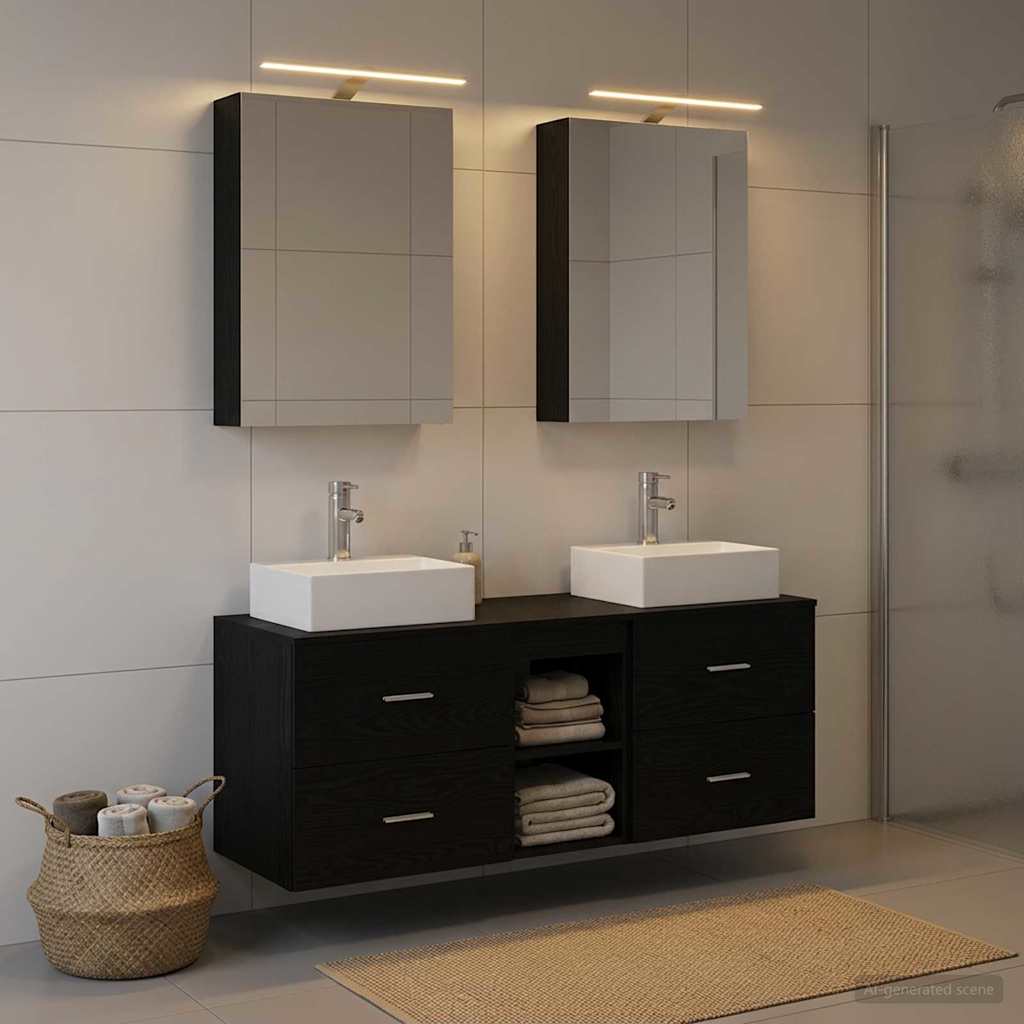 Badezimmermöbel-Set 5 stk. Schwarze Eiche