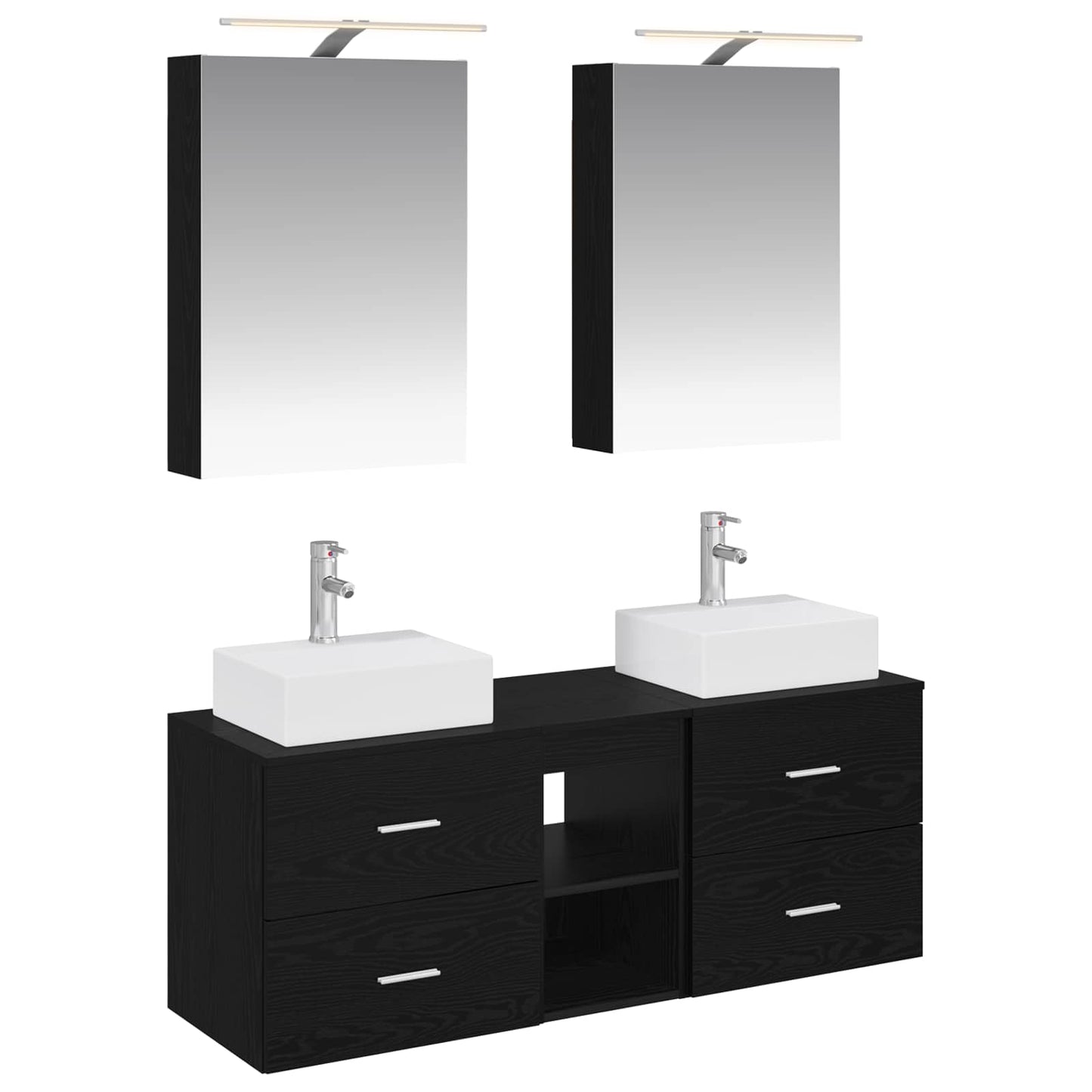 Badezimmermöbel-Set 5 stk. Schwarze Eiche