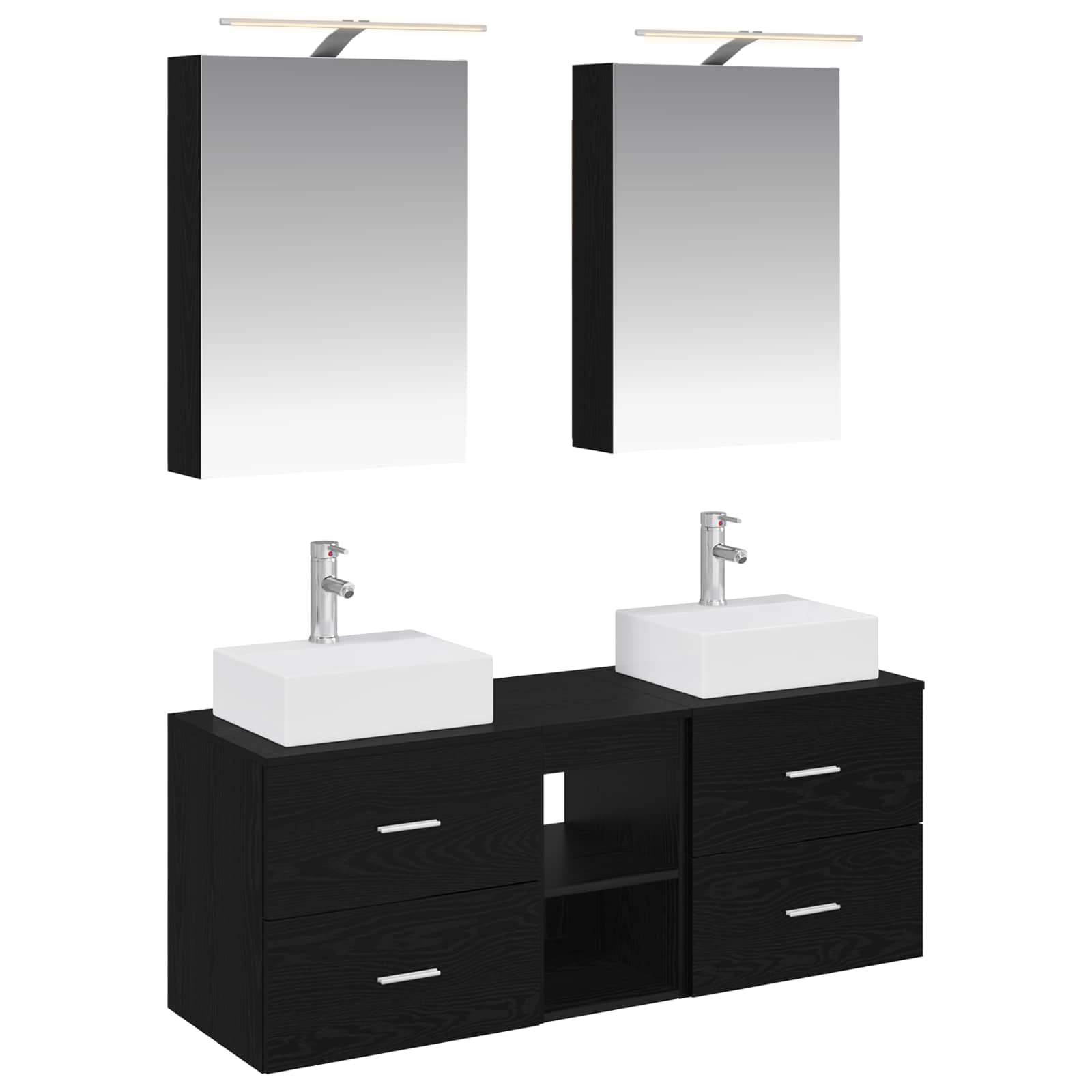 Badezimmermöbel-Set 5 stk. Schwarze Eiche