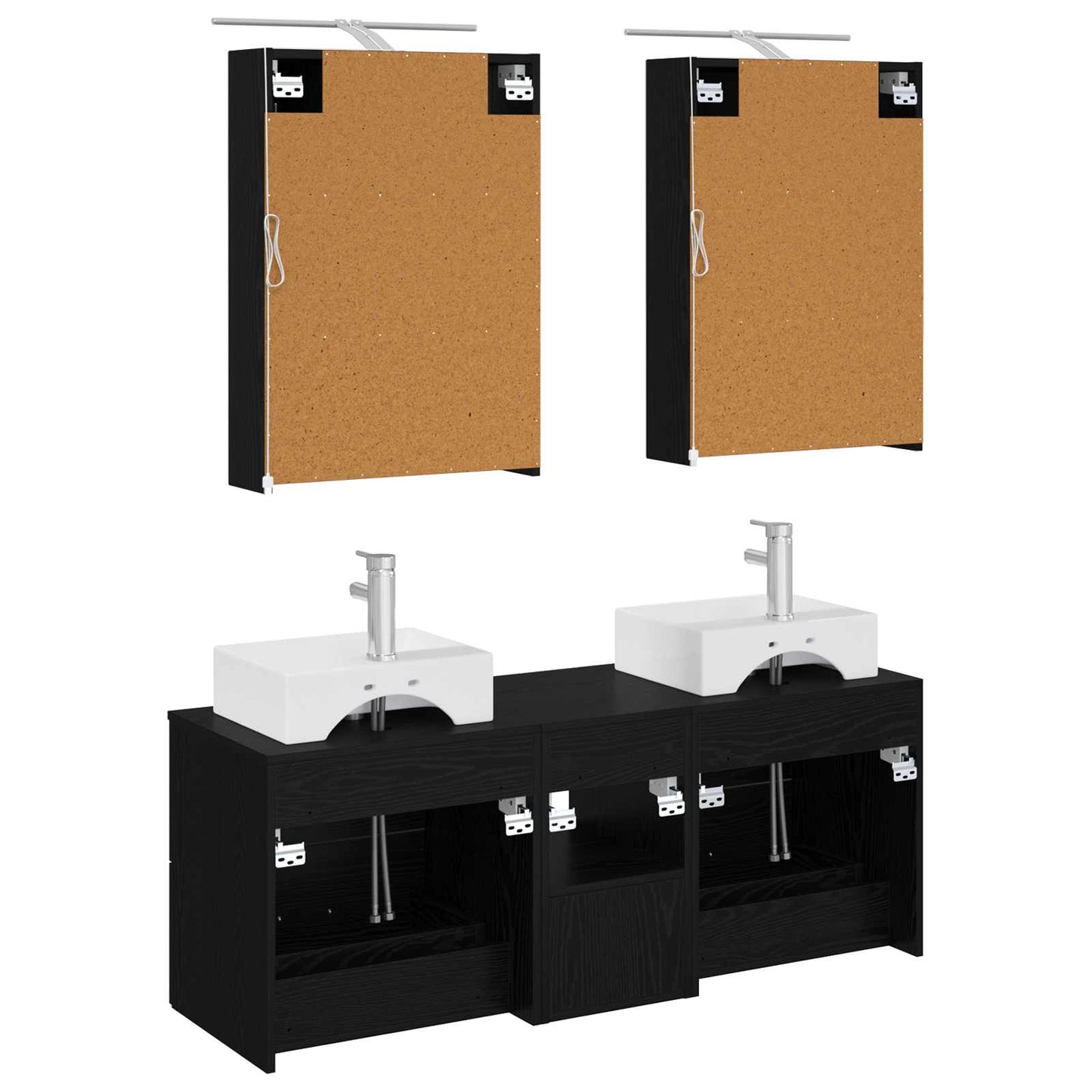 Badezimmermöbel-Set 5 stk. Schwarze Eiche