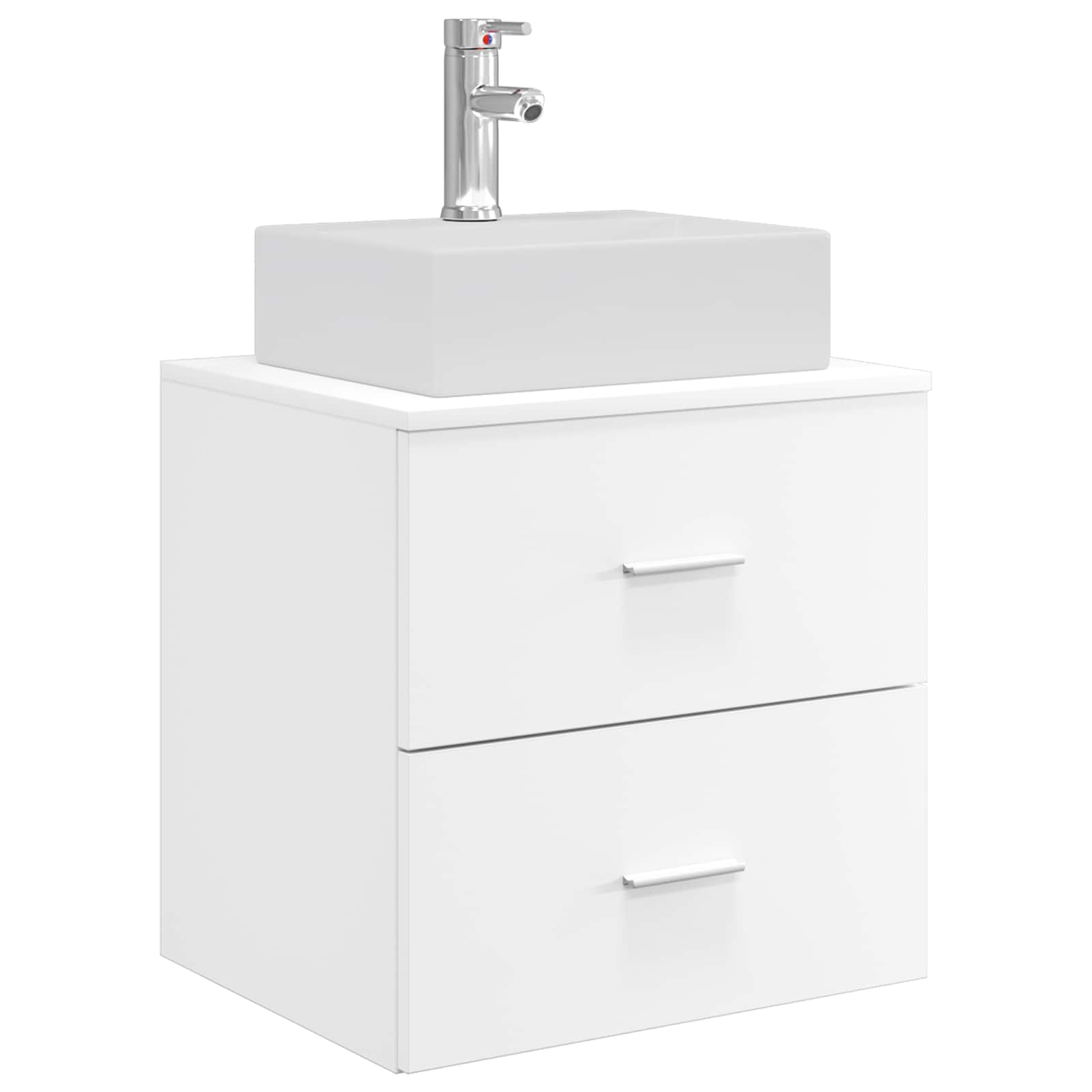 Badezimmermöbel-Set 5 stk. Weiß Ingenieurholz und Glas