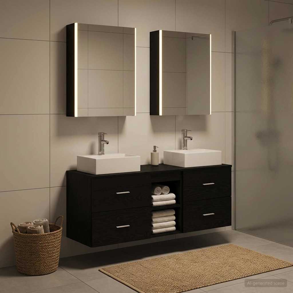 Badezimmermöbel-Set 5 stk. Schwarze Eiche