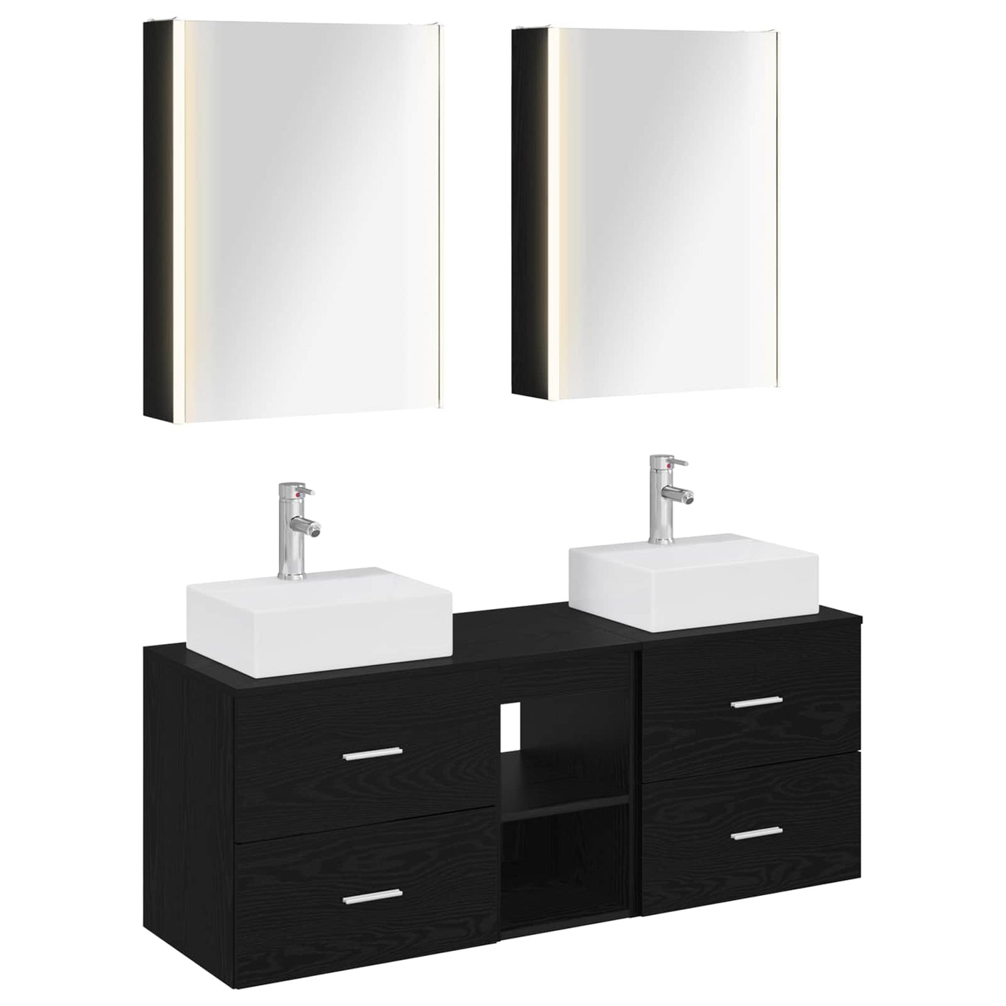 Badezimmermöbel-Set 5 stk. Schwarze Eiche