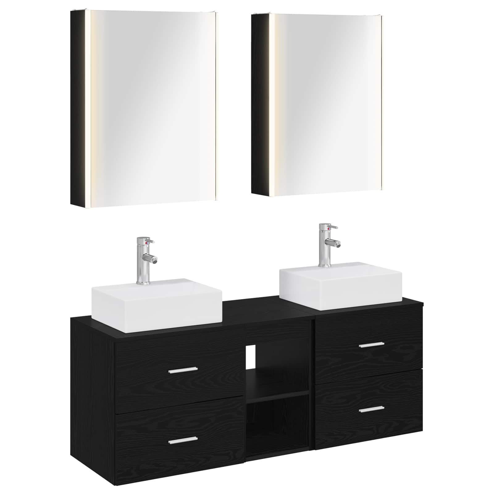 Badezimmermöbel-Set 5 stk. Schwarze Eiche
