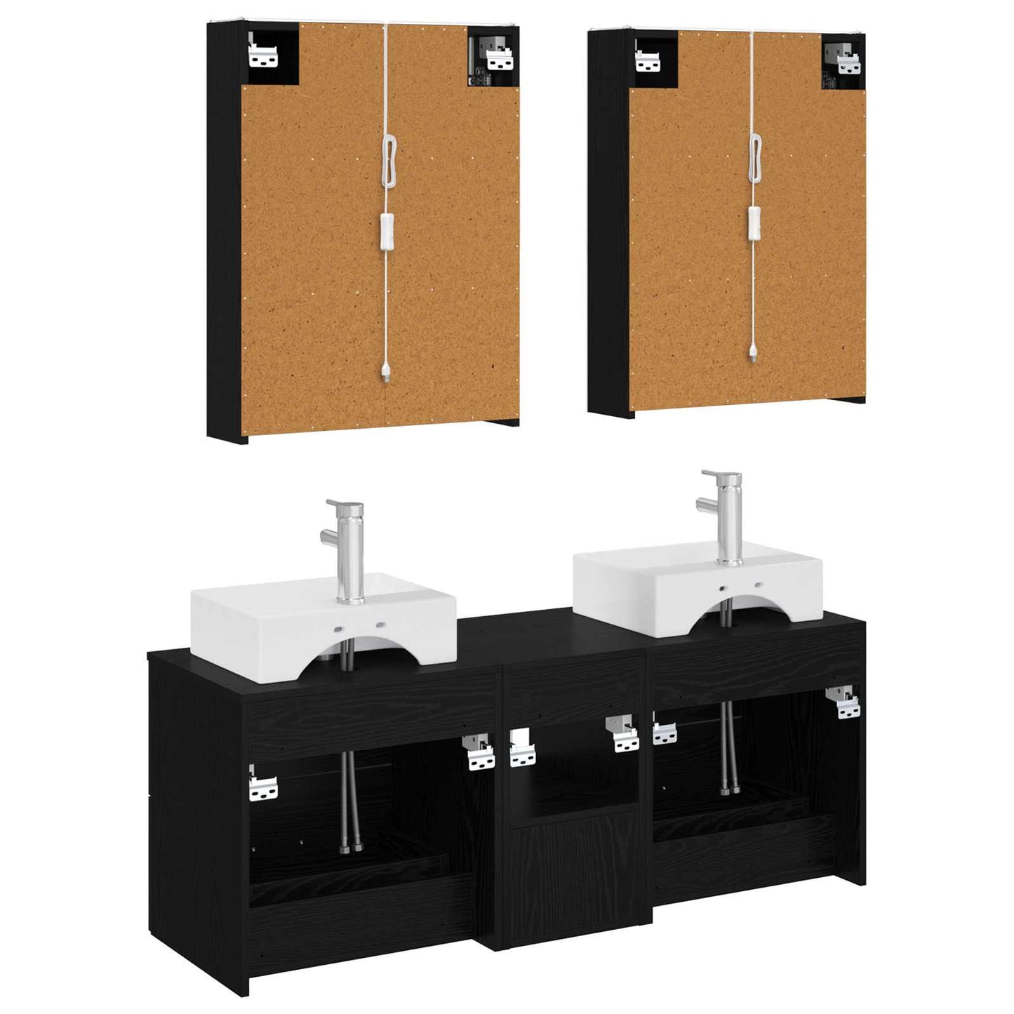Badezimmermöbel-Set 5 stk. Schwarze Eiche