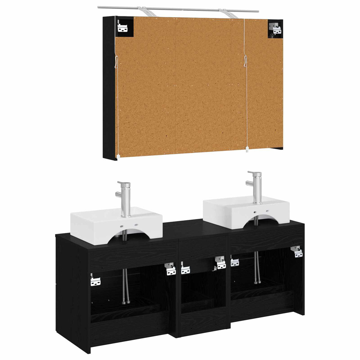 Badezimmermöbel-Set 4 stk. Schwarze Eiche