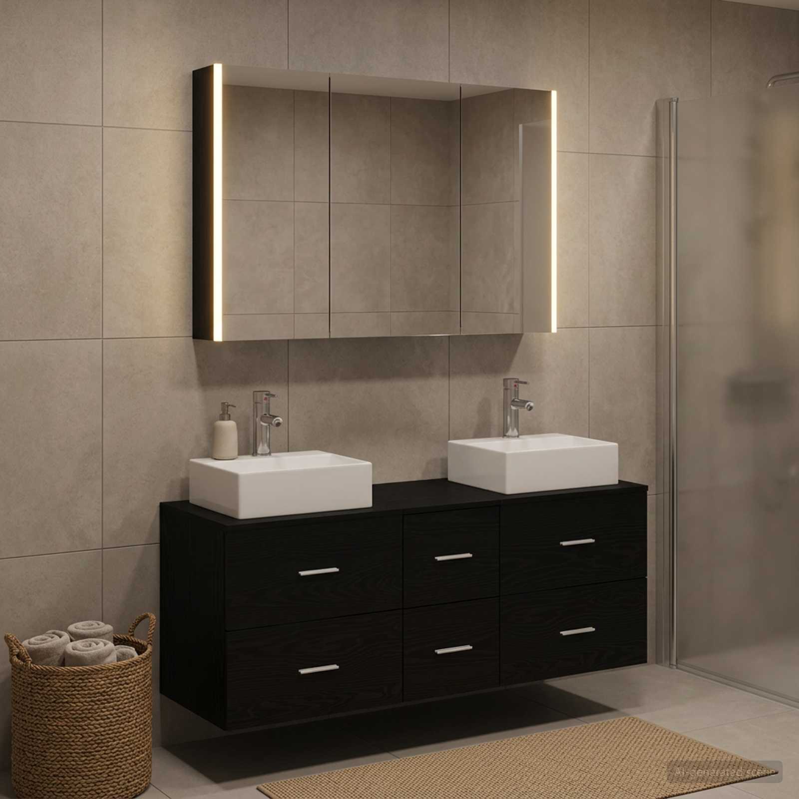 Badezimmermöbel-Set 4 stk. Schwarze Eiche