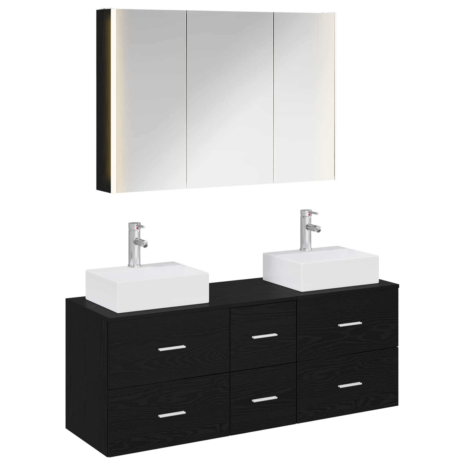 Badezimmermöbel-Set 4 stk. Schwarze Eiche