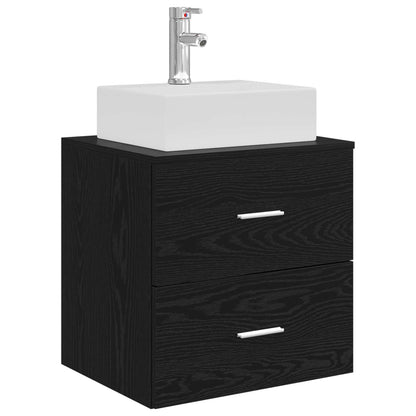 Badezimmermöbel-Set 4 stk. Schwarz Eichen-Optik