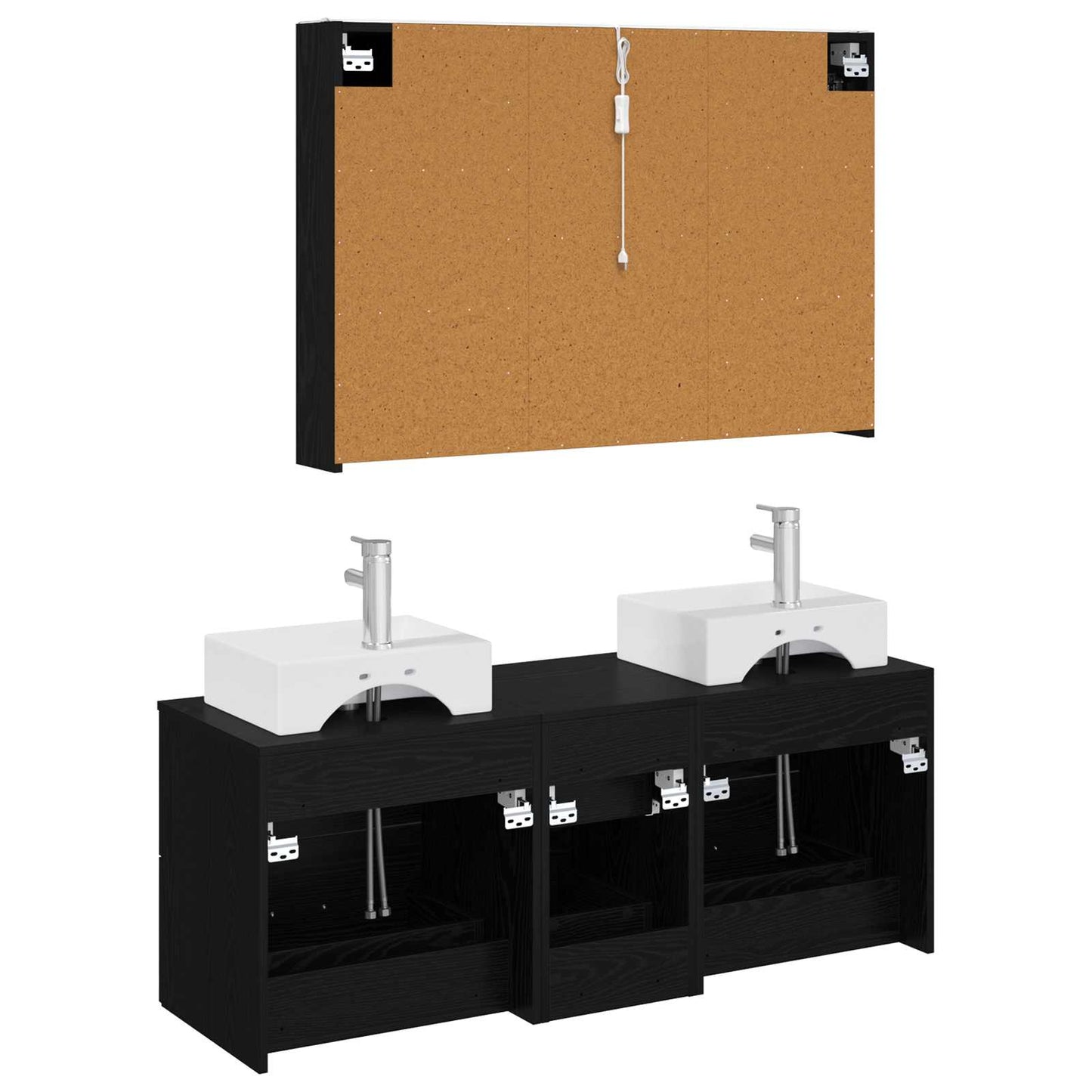 Badezimmermöbel-Set 4 stk. Schwarze Eiche