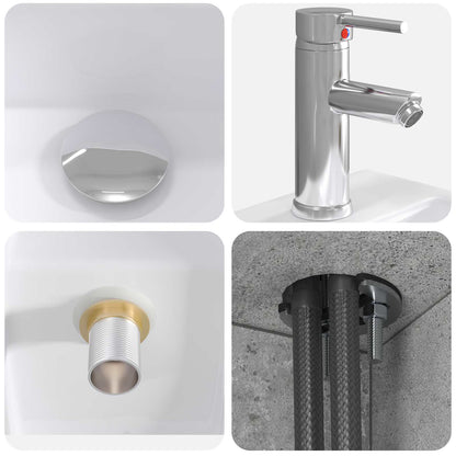 Badezimmermöbel-Set 4 stk. Betongrau Ingenieurholz und Glas
