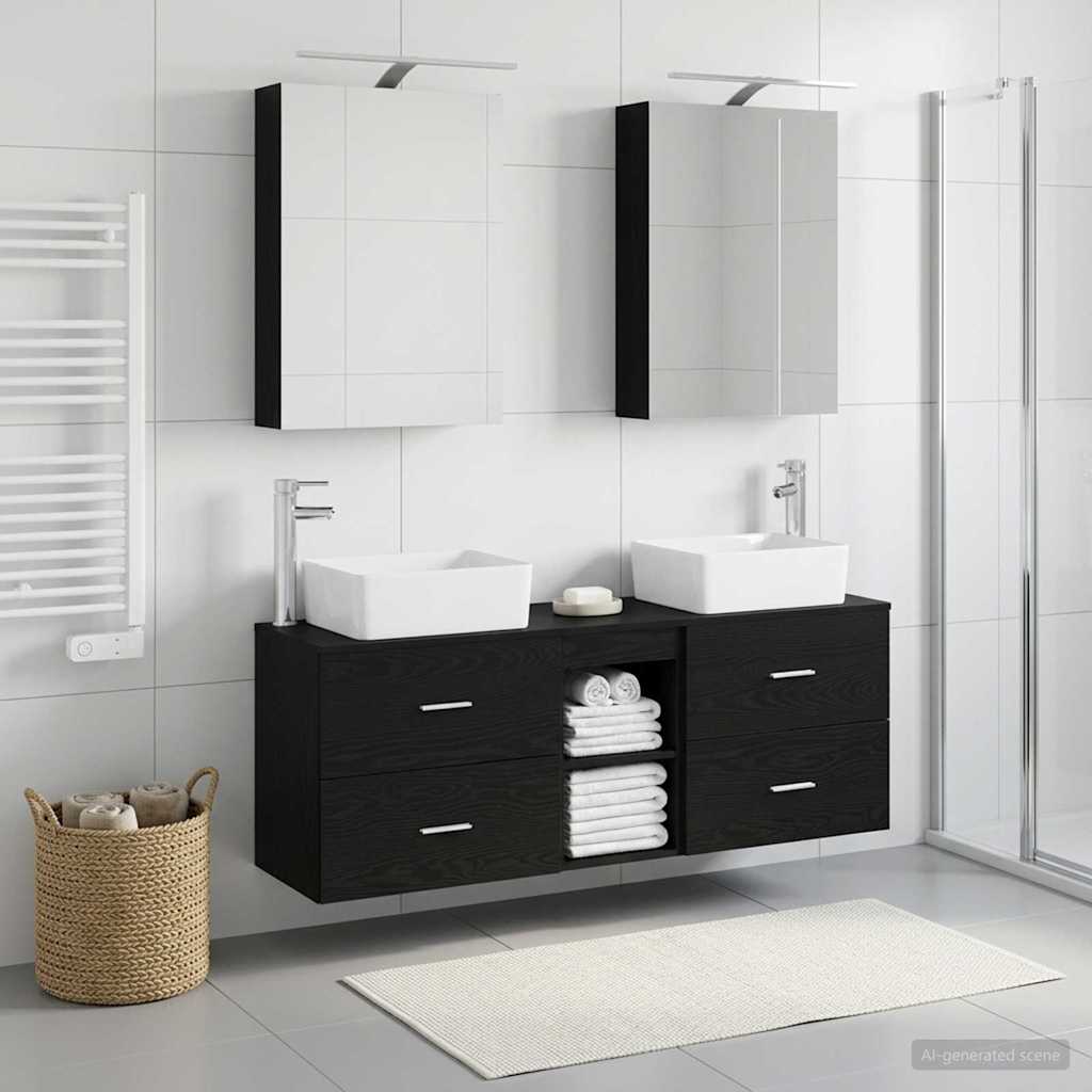 Badezimmermöbel-Set 5 stk. Schwarze Eiche