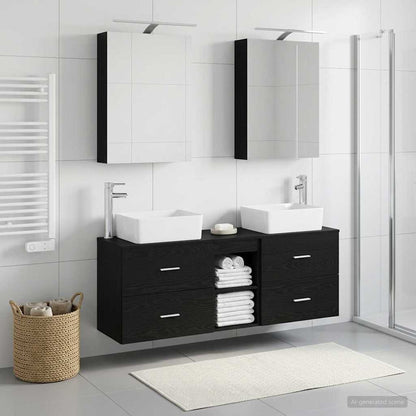 Badezimmermöbel-Set 5 stk. Schwarze Eiche