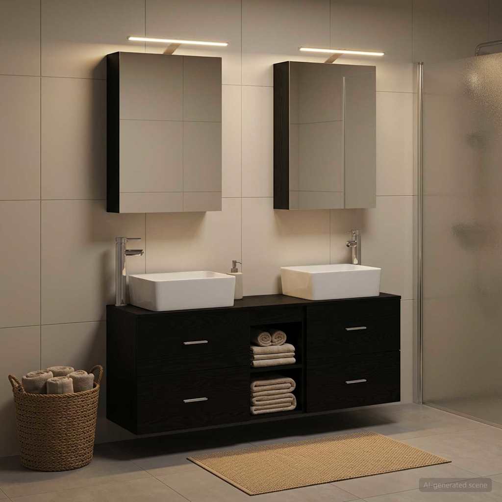 Badezimmermöbel-Set 5 stk. Schwarze Eiche