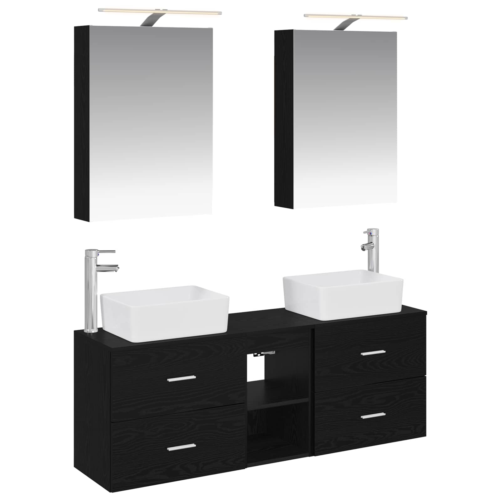 Badezimmermöbel-Set 5 stk. Schwarze Eiche
