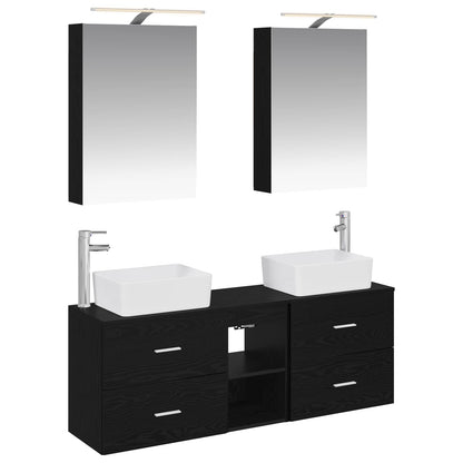 Badezimmermöbel-Set 5 stk. Schwarze Eiche