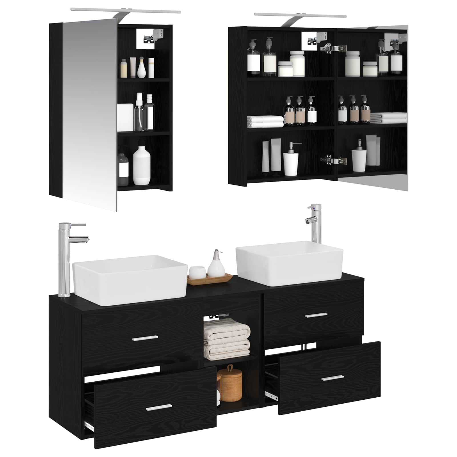 Badezimmermöbel-Set 5 stk. Schwarze Eiche