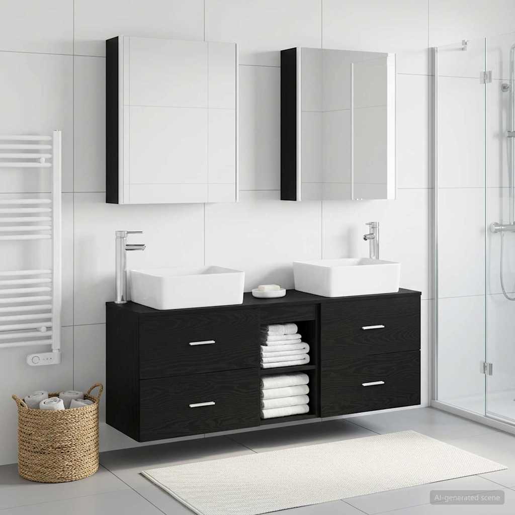 Badezimmermöbel-Set 5 stk. Schwarze Eiche