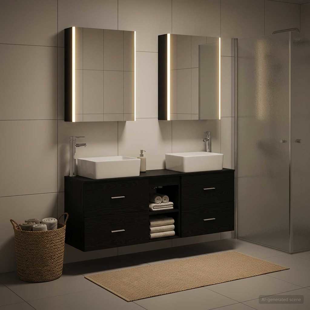 Badezimmermöbel-Set 5 stk. Schwarze Eiche