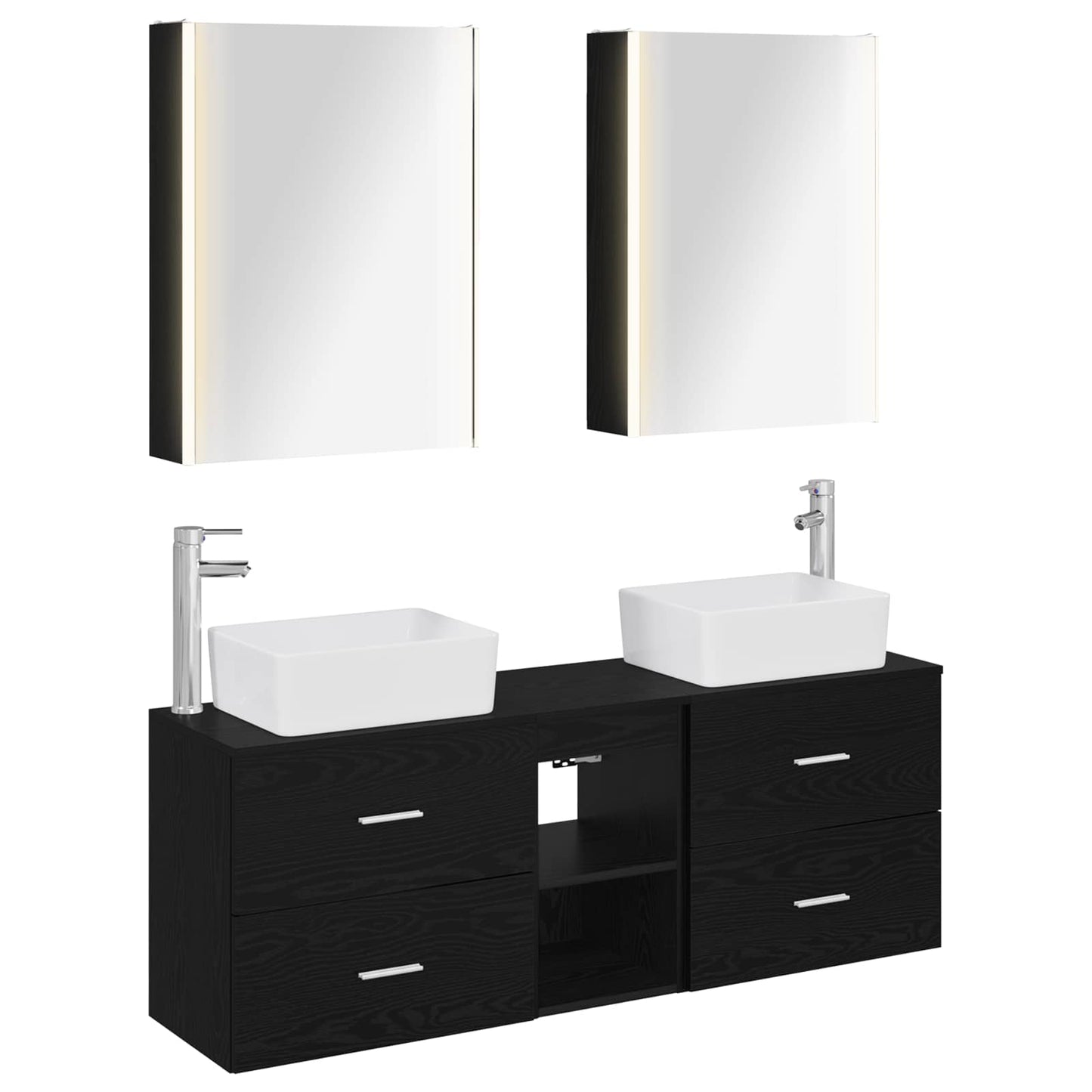 Badezimmermöbel-Set 5 stk. Schwarze Eiche